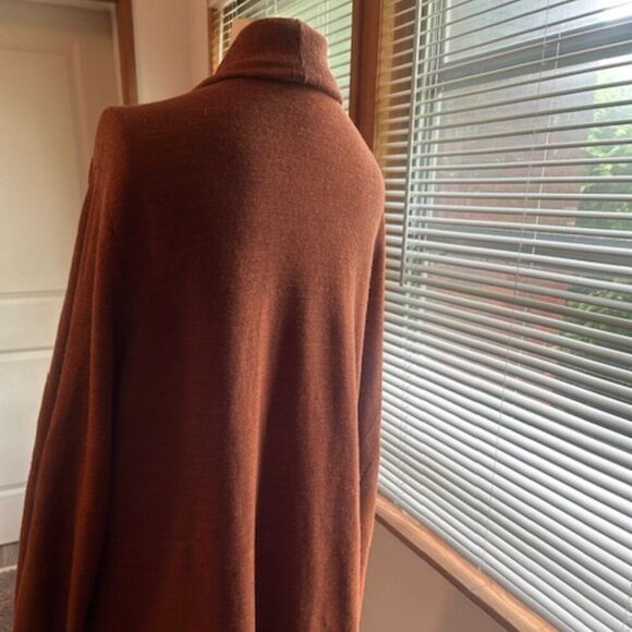 Eileen Fisher Rust High Collard Wool Open Cardigan, size 2X - Picture 4 of 7